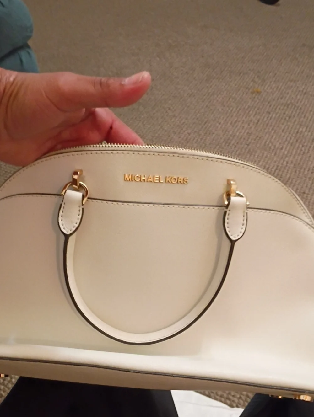 Michael Kors Cream Dome Satchel with Gold Hardware